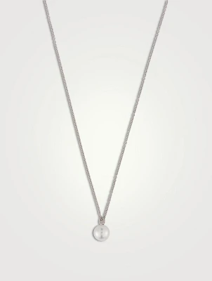 14K White Gold Pearl Ball Drop Necklace