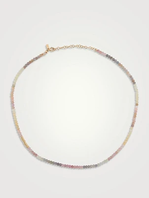 14K Gold Ombré Sapphire Birthstone Beaded Necklace
