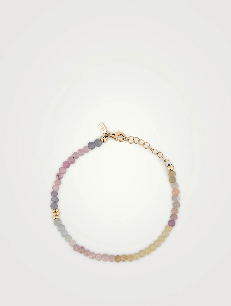 14K Gold Ombré Sapphire Birthstone Beaded Bracelet