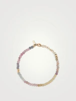 14K Gold Ombré Sapphire Birthstone Beaded Bracelet