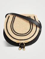 Small Marcie Leather And Raffia Saddle Bag