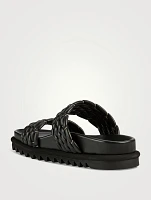 Woven Leather Slide Sandals