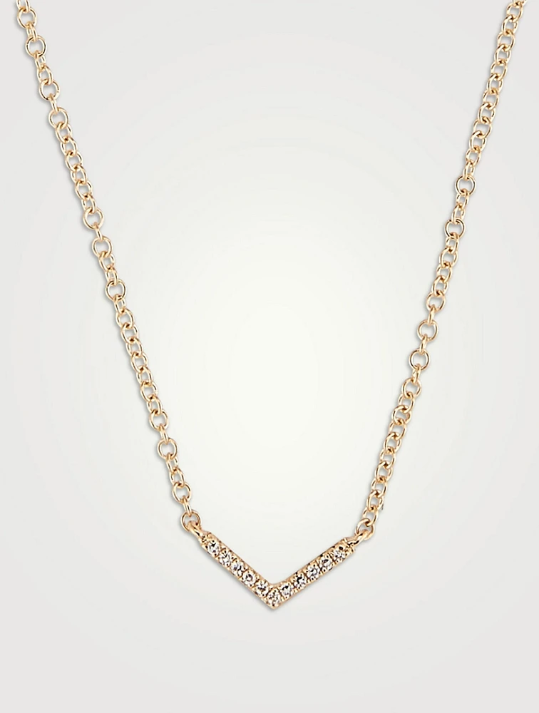 Mini 14K Gold Diamond Chevron Necklace