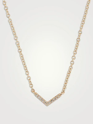 Mini 14K Gold Diamond Chevron Necklace