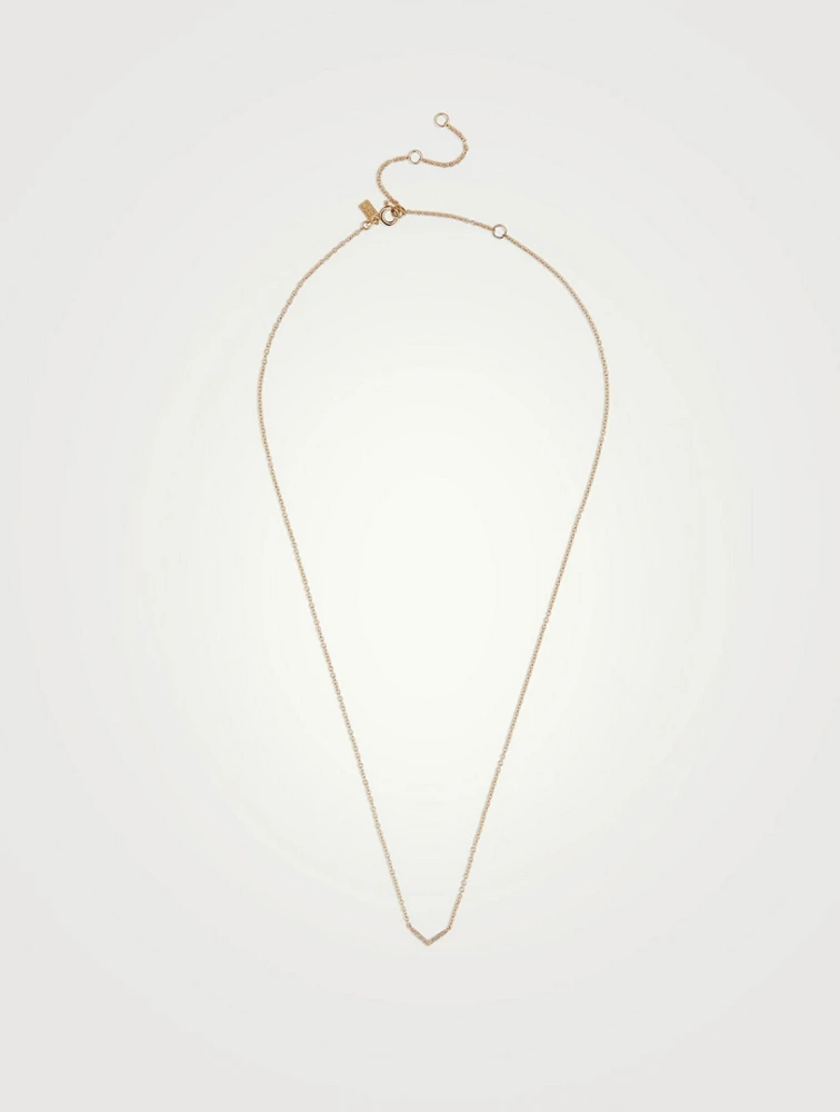 Mini 14K Gold Diamond Chevron Necklace