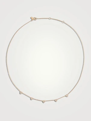 Mini 14K Gold Five-Diamond Heart Necklace