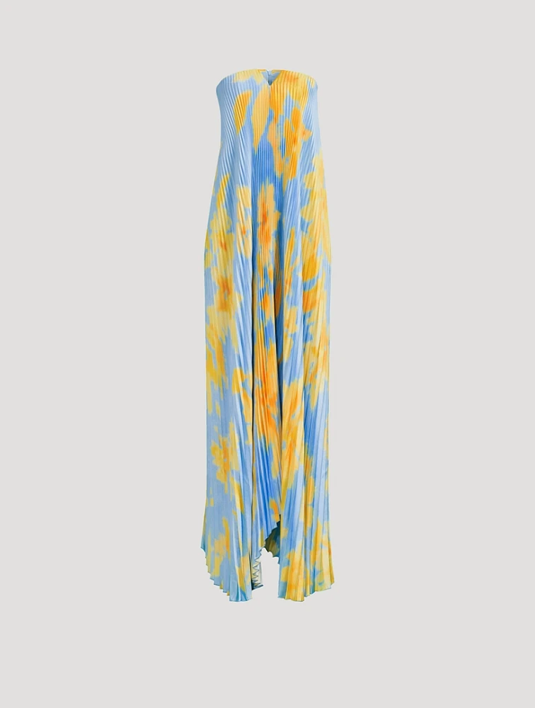 Black Tie Strapless Gown Floral Print