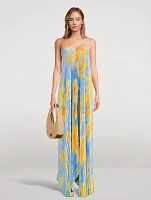 Black Tie Strapless Gown Floral Print