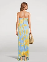 Black Tie Strapless Gown Floral Print