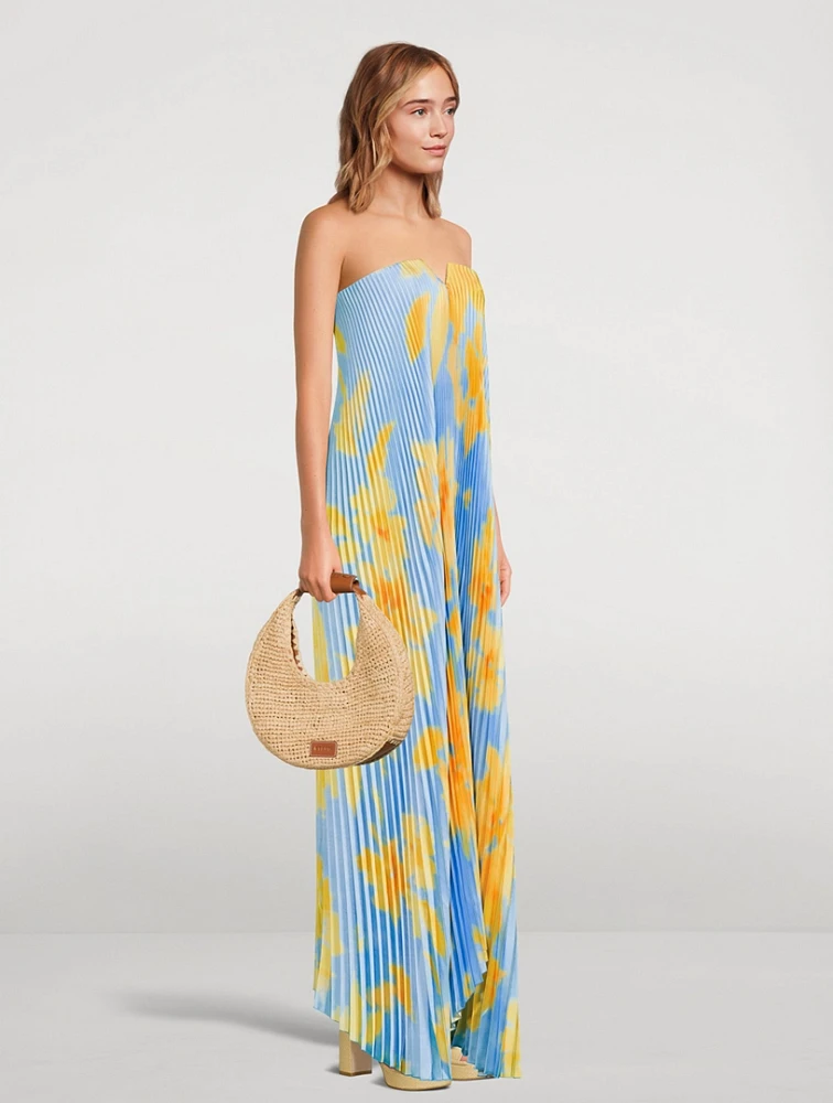 Black Tie Strapless Gown Floral Print