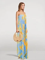 Black Tie Strapless Gown Floral Print