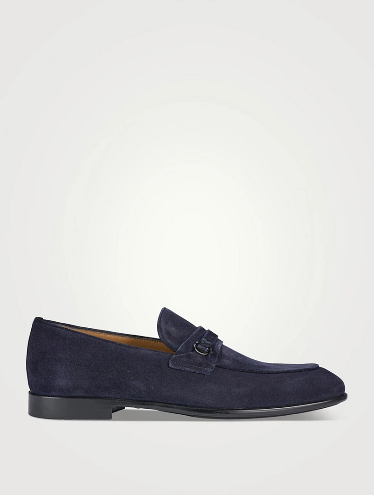 Suede Loafers With Gancini Ornament