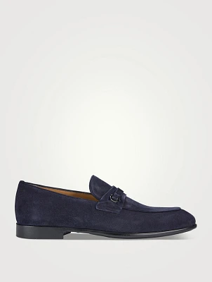 Suede Loafers With Gancini Ornament