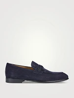 Suede Loafers With Gancini Ornament