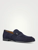 Suede Loafers With Gancini Ornament