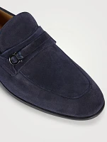 Suede Loafers With Gancini Ornament