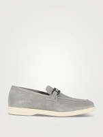 Suede Loafers With Gancini Ornament