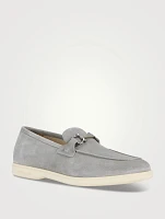 Suede Loafers With Gancini Ornament