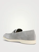 Suede Loafers With Gancini Ornament
