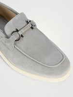 Suede Loafers With Gancini Ornament