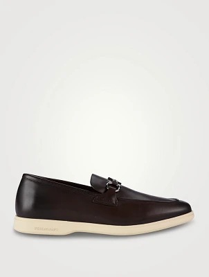 Leather Loafers With Gancini Ornament