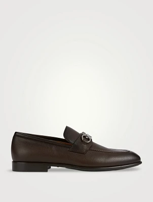 Leather Loafers With Gancini Ornament