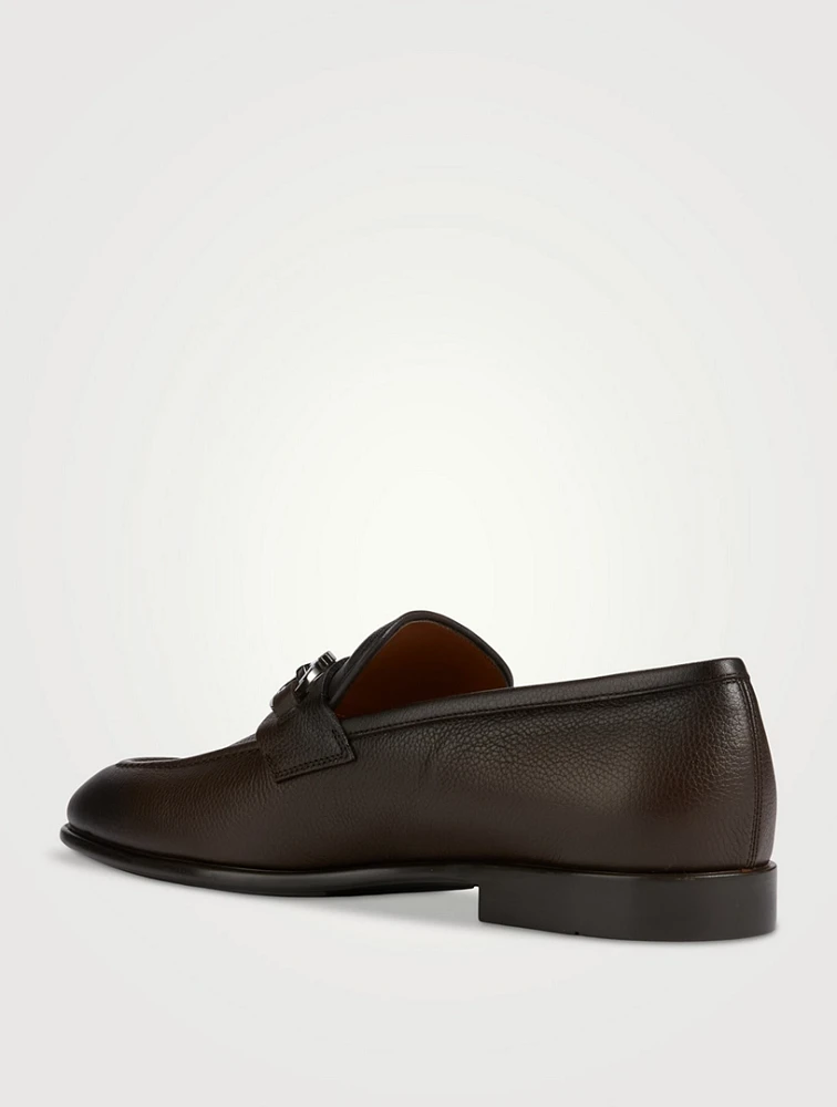 Leather Loafers With Gancini Ornament