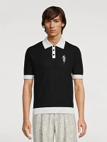 Linen-Blend Waffle Stitch Polo Shirt