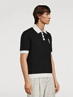 Linen-Blend Waffle Stitch Polo Shirt