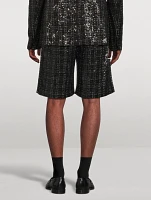 Sequin Boucle Tweed Skater Shorts