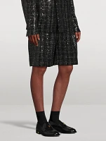 Sequin Boucle Tweed Skater Shorts