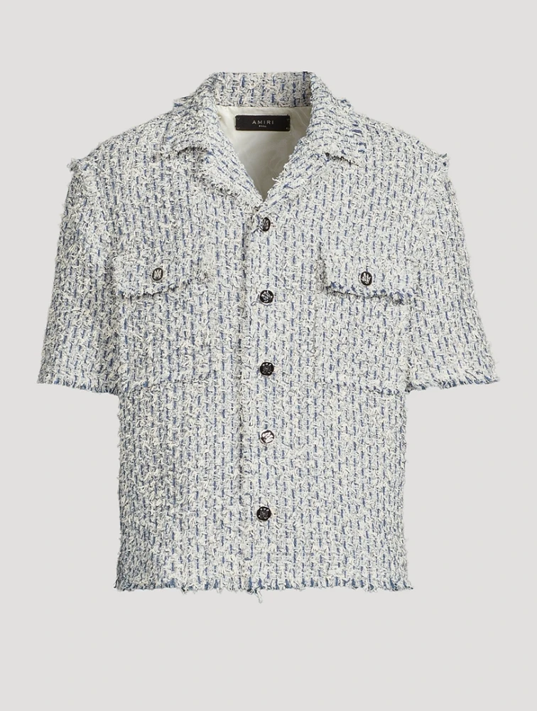 Bouclè Tweed Short-Sleeve Shirt