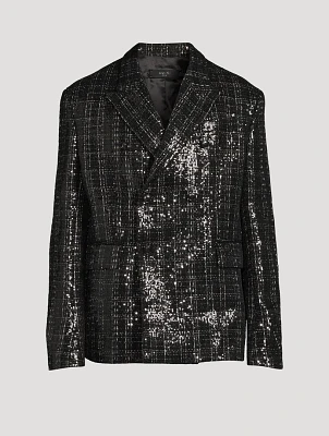Sequin Boucle Double-Breasted Blazer
