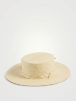 Straw Boater Hat With Chain