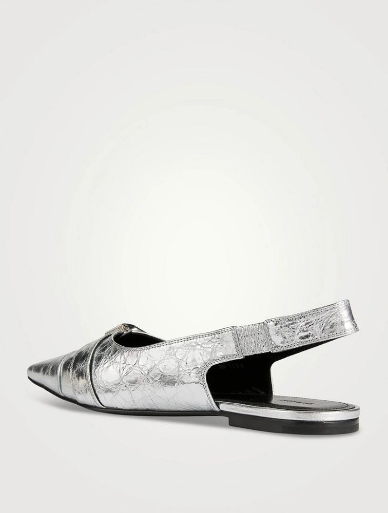 Voyou Metallic Leather Slingback Flats