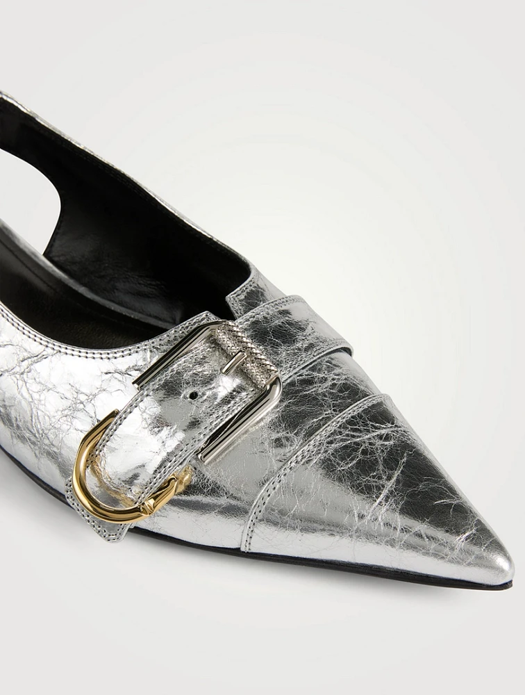 Voyou Metallic Leather Slingback Flats