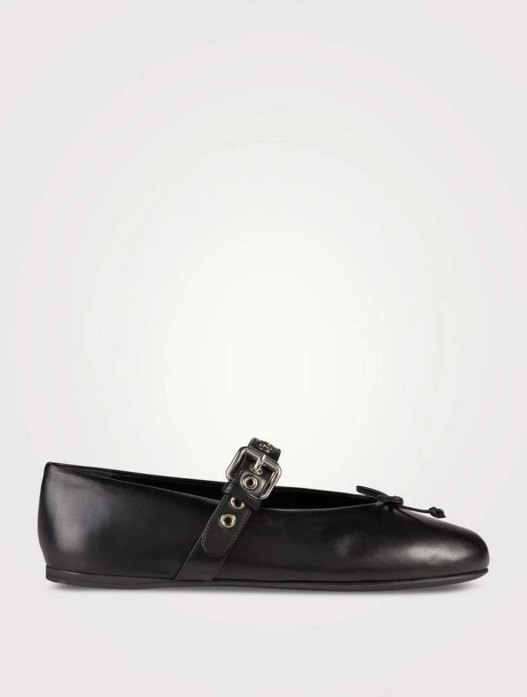 Leather Mary Jane Ballerina Flats