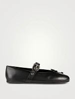 Leather Mary Jane Ballerina Flats