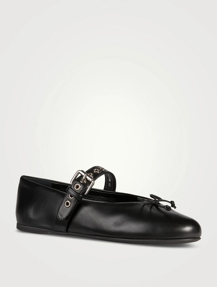 Leather Mary Jane Ballerina Flats