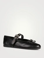 Leather Mary Jane Ballerina Flats