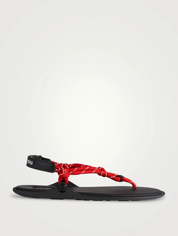 Riviere Cord And Leather Thong Sandals