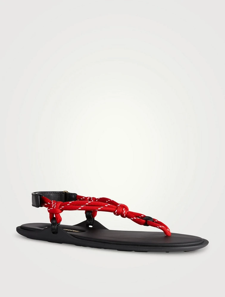Riviere Cord And Leather Thong Sandals