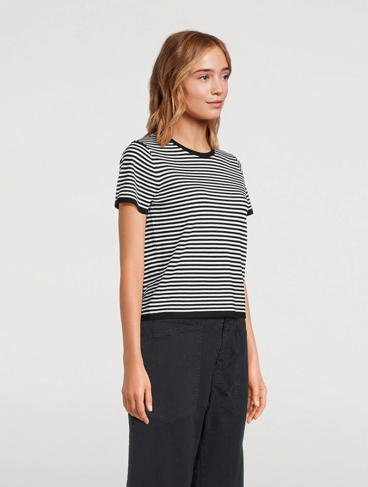 Nadette Stripe Jacquard Short-Sleeve Sweater