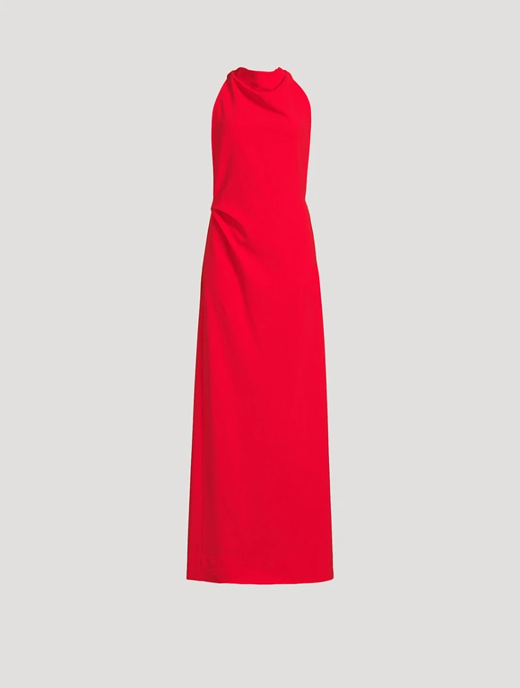 Faye Backless Twist Crepe Maxi Dress