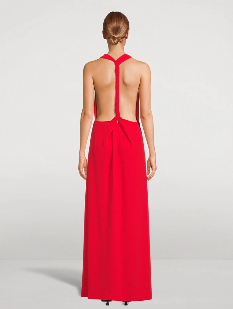 Faye Backless Twist Crepe Maxi Dress