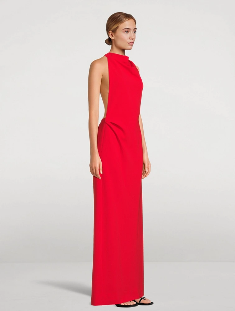 Faye Backless Twist Crepe Maxi Dress