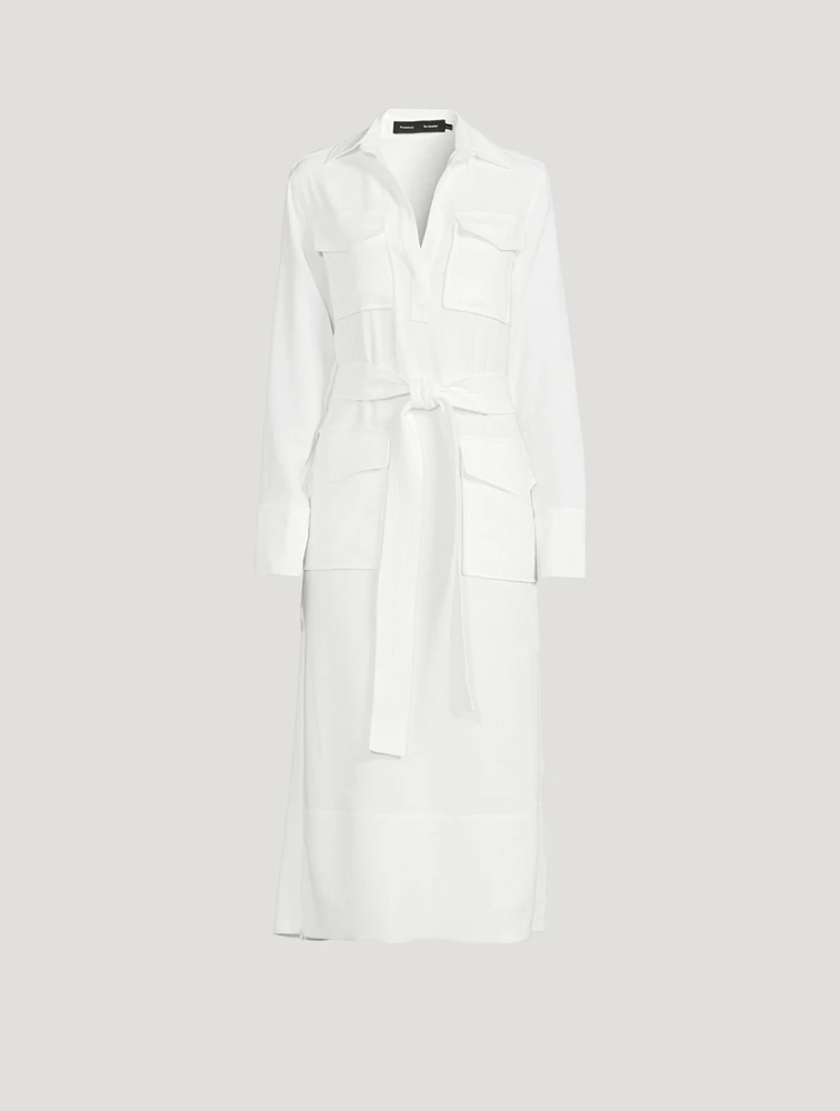 Vanessa Belted Crepe Shirt Dress