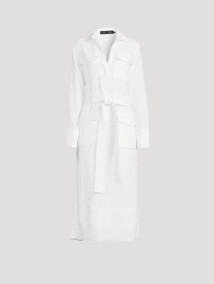 Vanessa Belted Crepe Shirt Dress