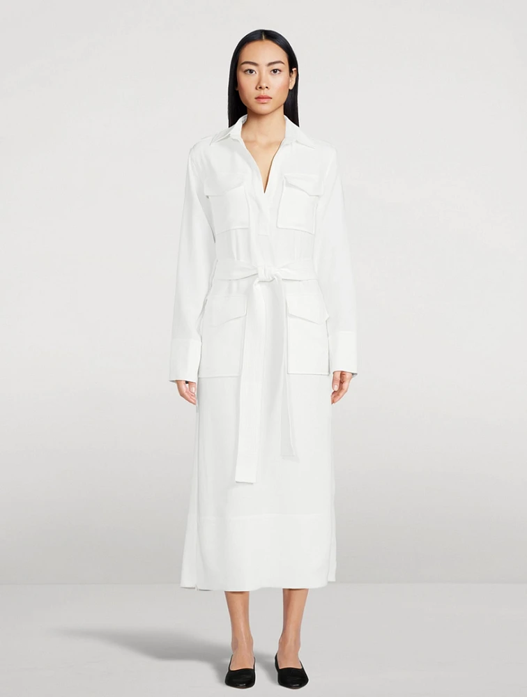 Vanessa Belted Crepe Shirt Dress