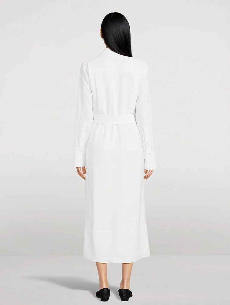 Vanessa Belted Crepe Shirt Dress